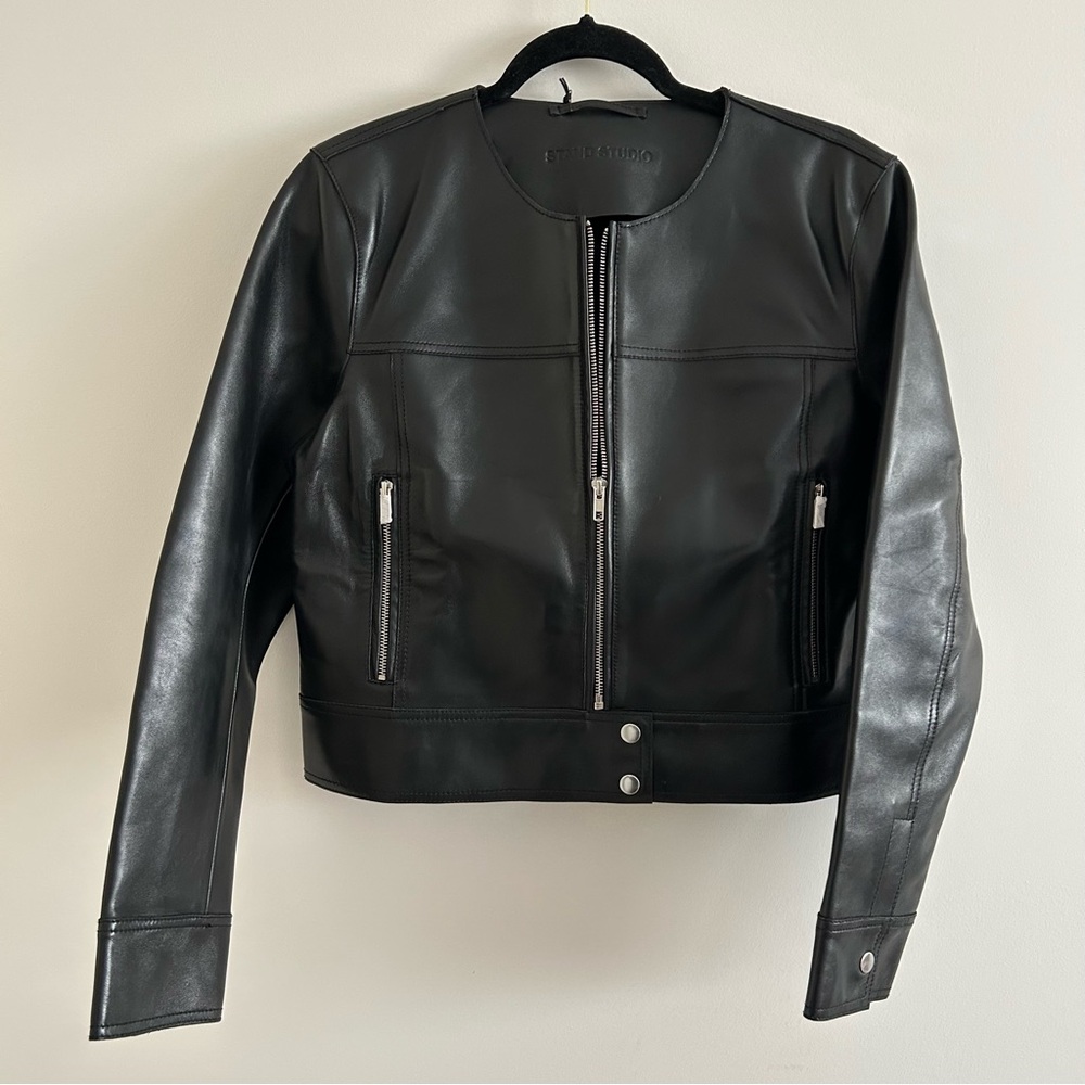 Stand Studio 40EU Women's Black Classic paneled Leather moto style Jacket NWT! - Picture 12 of 12